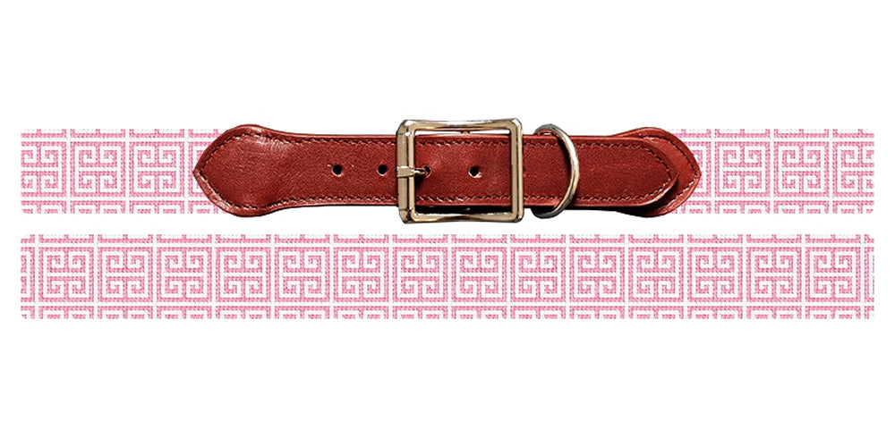 Pink Geometry Needlepoint Dog Collar