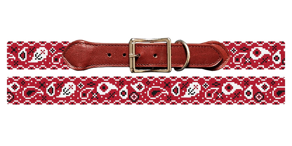 Red Bandana Needlepoint Dog Collar