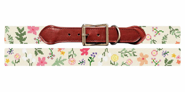 Spring Floral Needlepoint Dog Collar