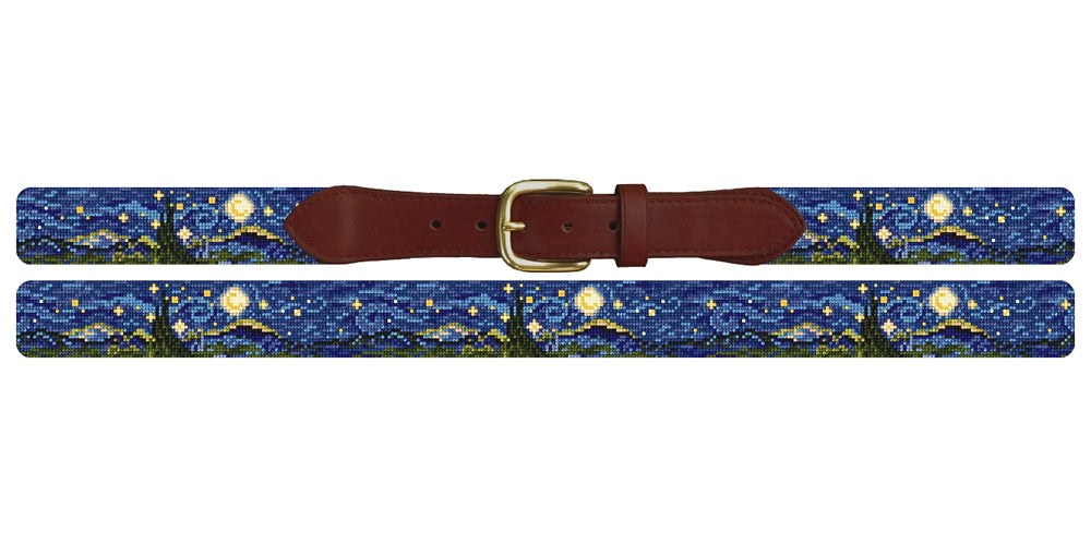 Starry Night Needlepoint Belt