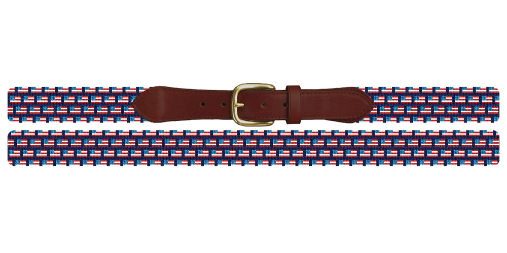 Tiny USA Flags Needlepoint Belt