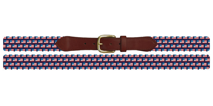 Tiny USA Flags Needlepoint Belt