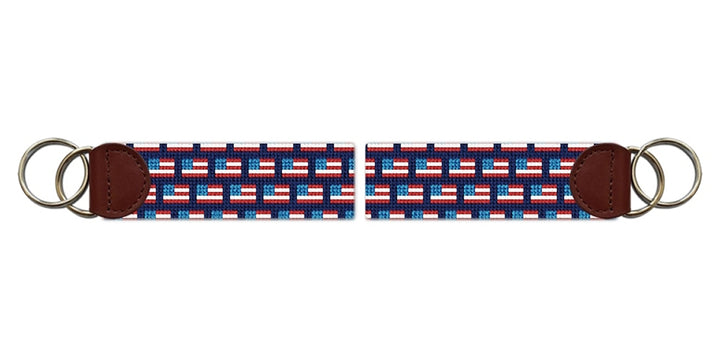 Tiny USA Flags Needlepoint Key Fob
