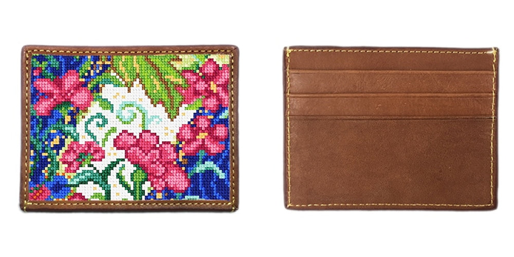 Tobacco Leaf Needlepoint Card Wallet