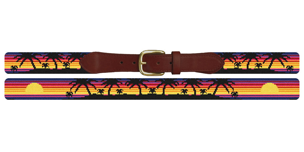 Tropical Sunset Needlepoint Belt