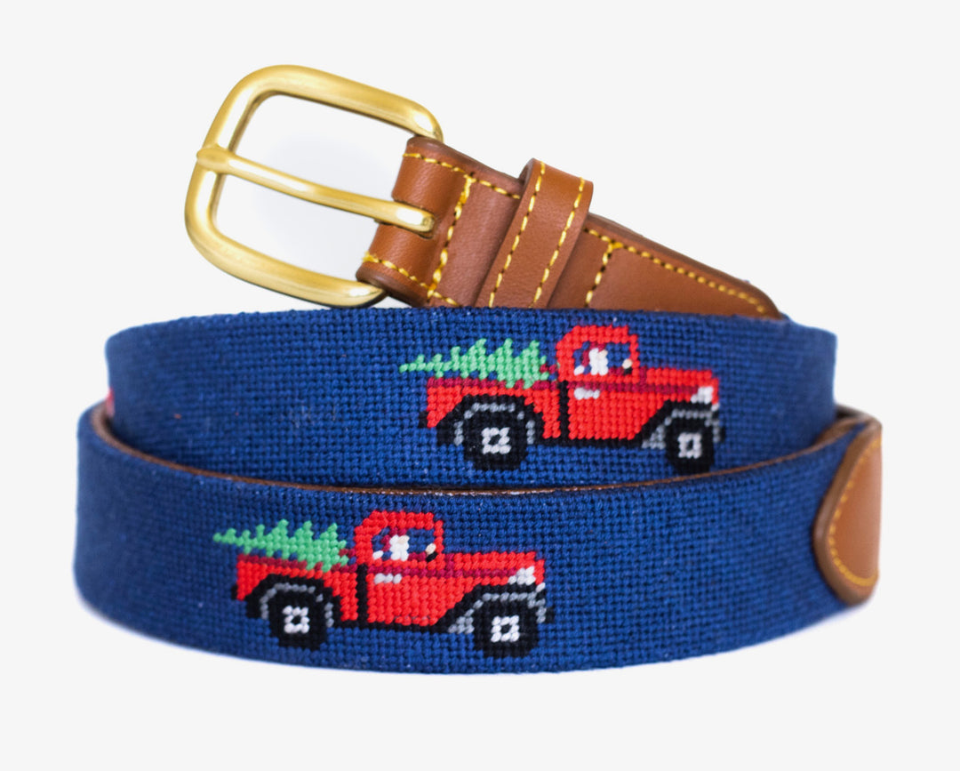 St Nick's Red Truck Needlepoint Belt