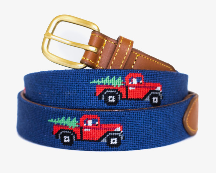 St Nick's Red Truck Needlepoint Belt