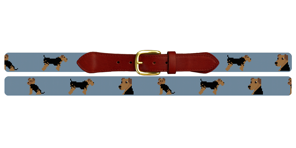 Airedale Terrier Needlepoint Belt