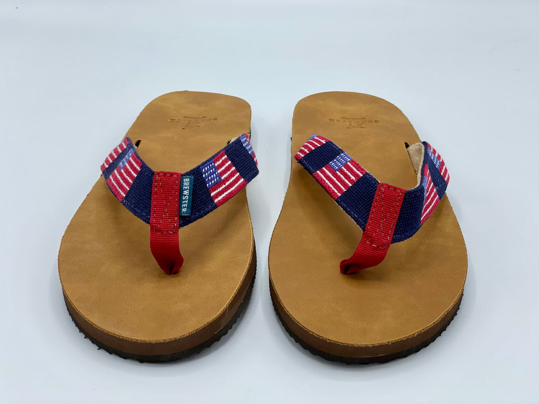 American Flag Needlepoint Flip Flops Front