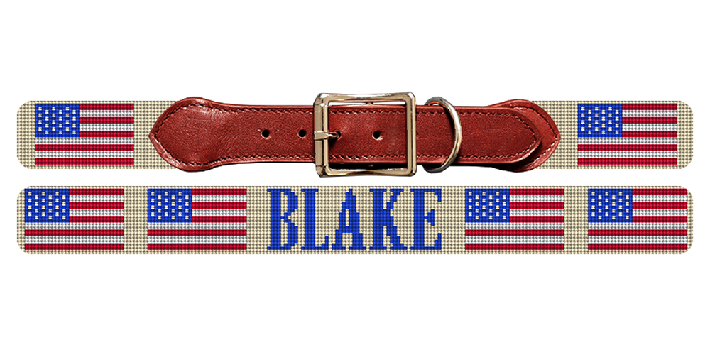 American Flag Needlepoint Dog Collar