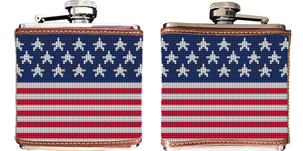 American Flag Needlepoint Flask
