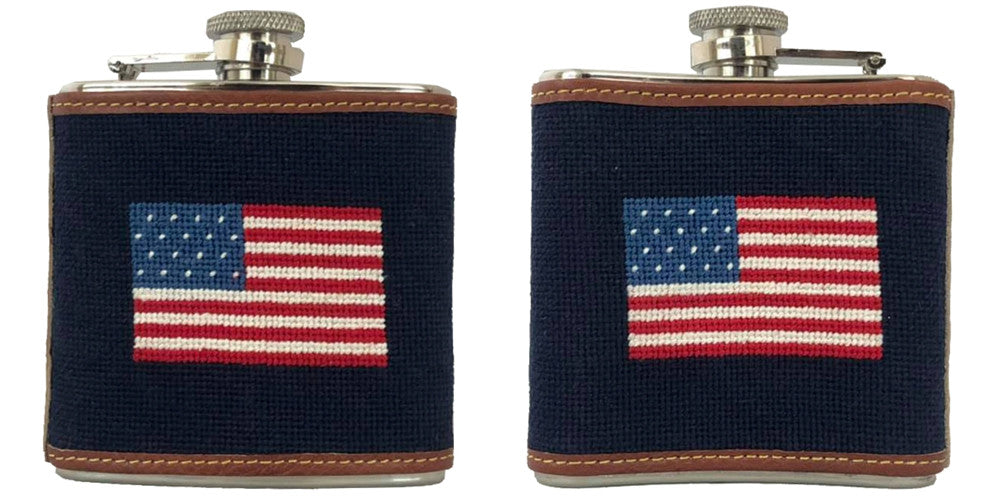 American Flag Needlepoint Flask