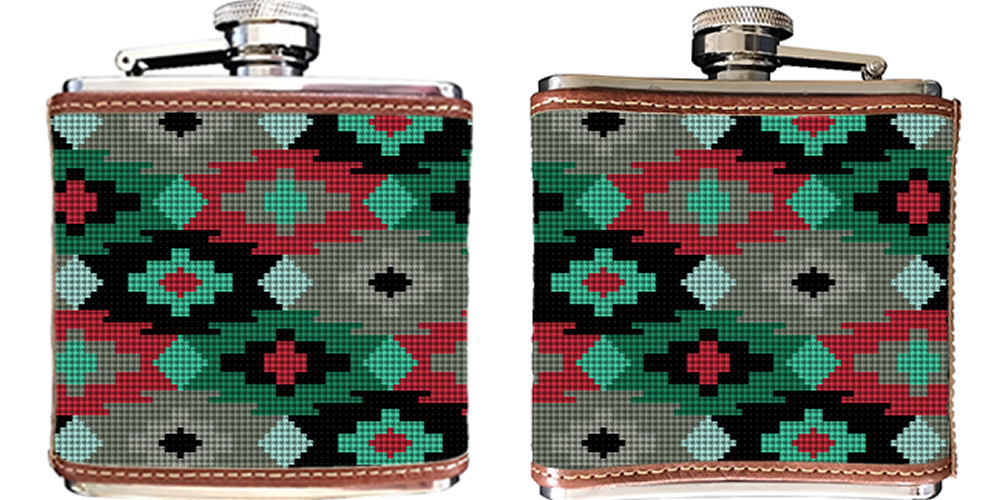 Aztec Needlepoint Flask