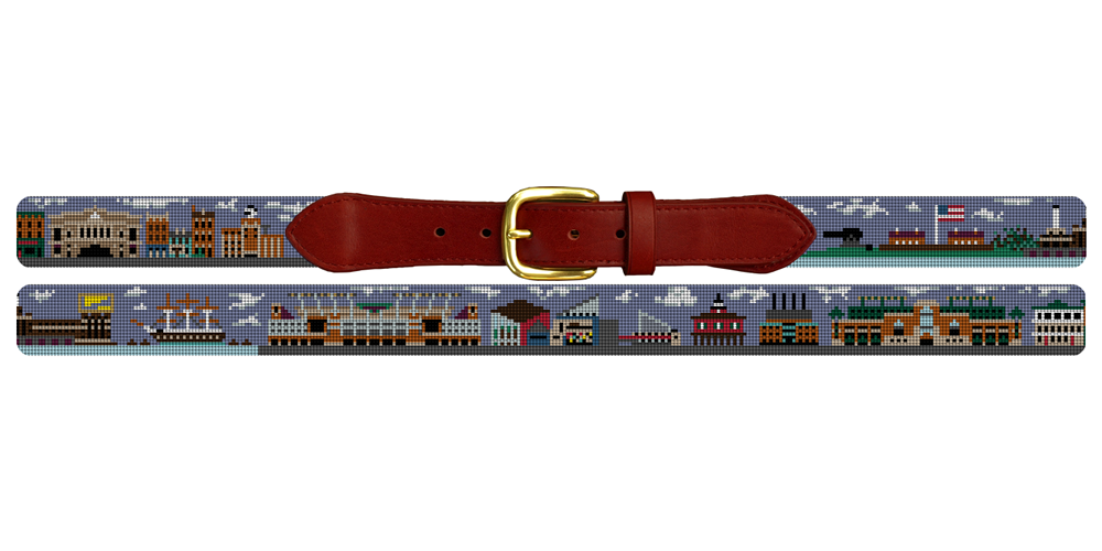 Baltimore City Landscape Needlepoint Belt