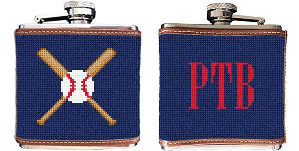 Baseball Needlepoint Flask