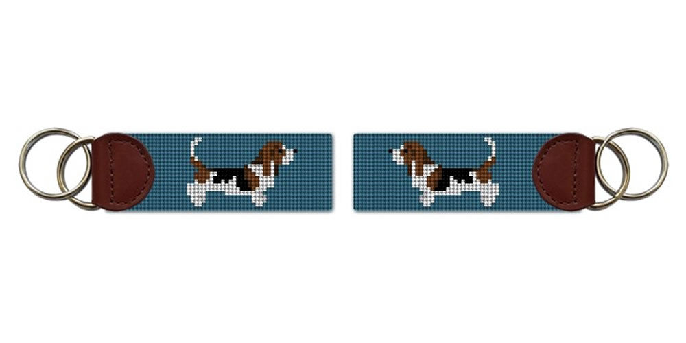 Basset Hound Needlepoint Key Fob