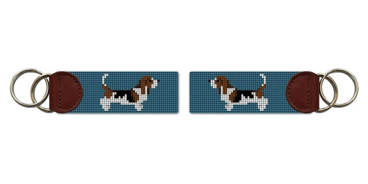Basset Hound Needlepoint Key Fob