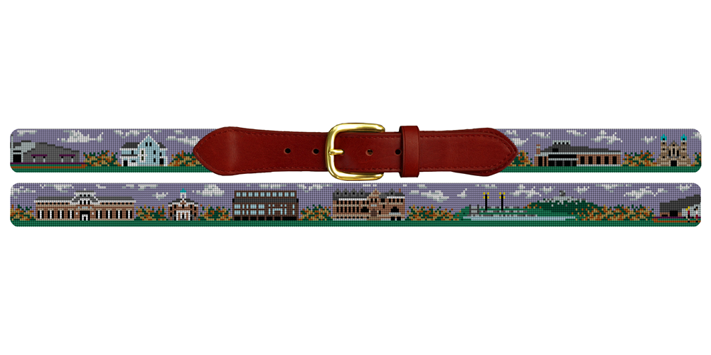 Lewiston Maine Landscape Needlepoint Belt