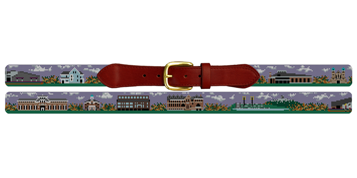 Lewiston Maine Landscape Needlepoint Belt