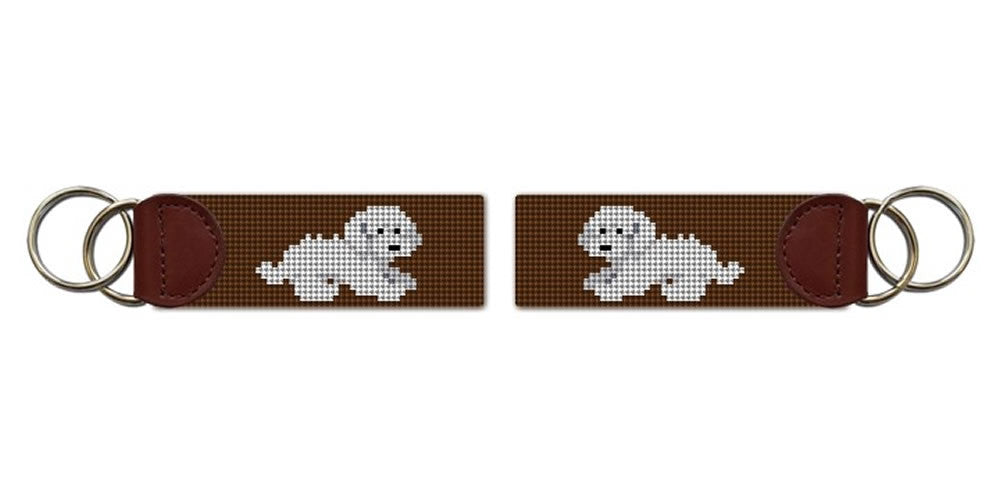 Bichon Frisé Needlepoint Key Fob