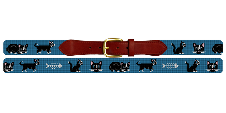 Black Cat Needlepoint Belt