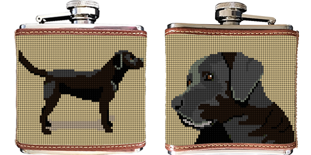 Black Lab Needlepoint Flask