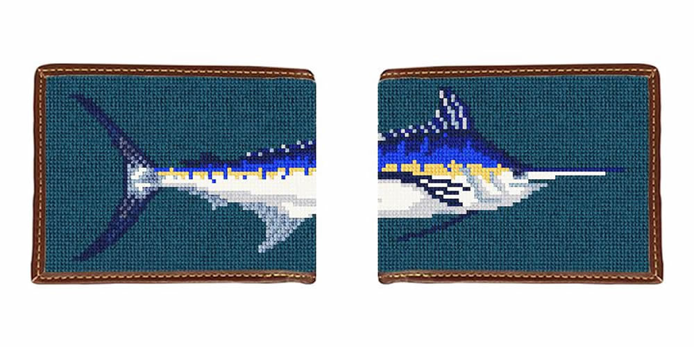 Blue Marlin Needlepoint Wallet