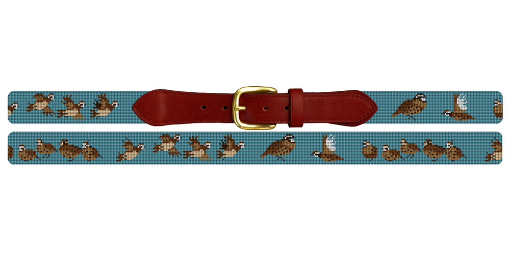 Bobwhite Quail Needlepoint Belt