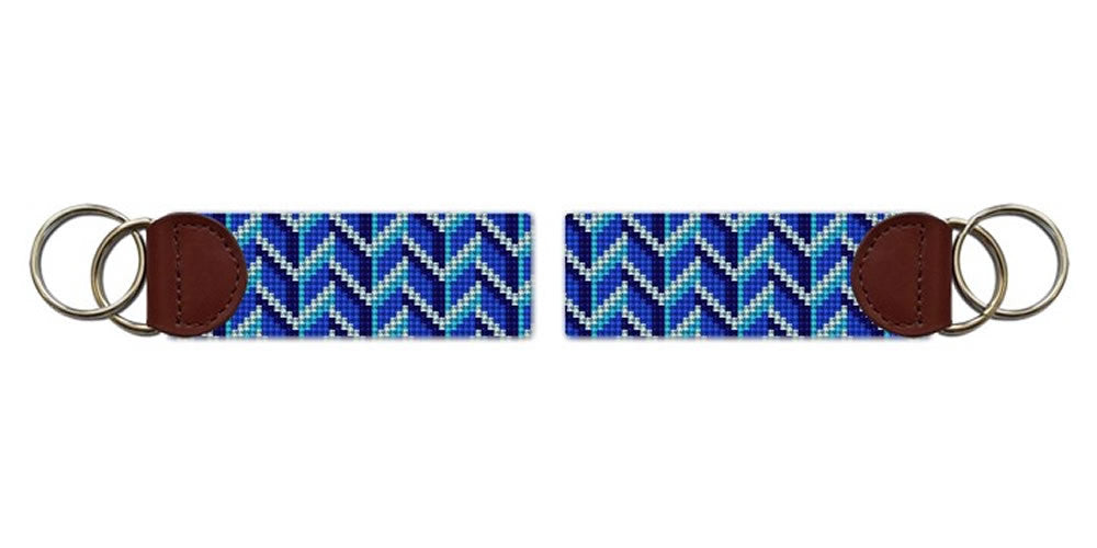 Bold Blues Needlepoint Key Fob