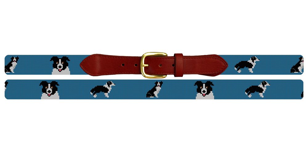 Border Collie Needlepoint Belt - Canine Elegance – Brewster Belt