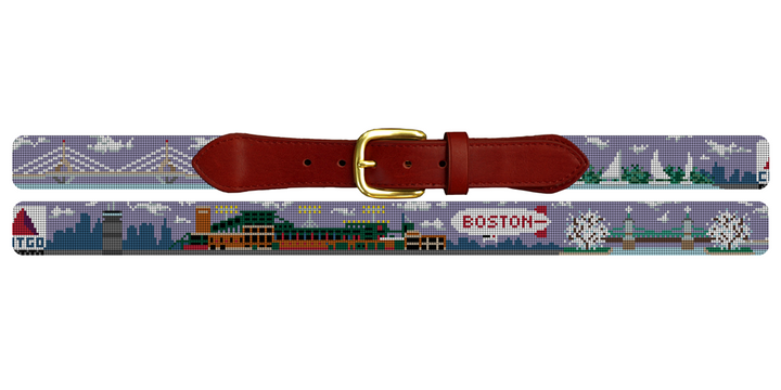 Boston City Landscape Needlepoint Belt
