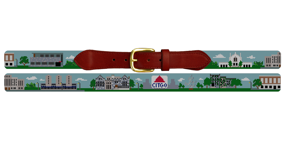 Boston MA Landscape Needlepoint Belt