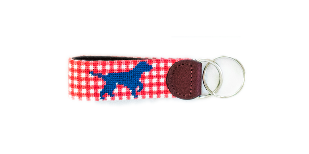 Brewster Pointing Lab Needlepoint Key Fob