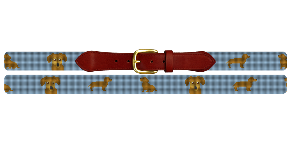 Brown Dachshund Needlepoint Belt