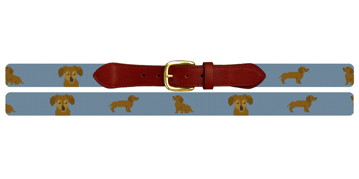 Brown Dachshund Needlepoint Belt