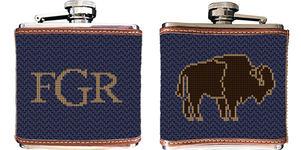 Buffalo Needlepoint Flask