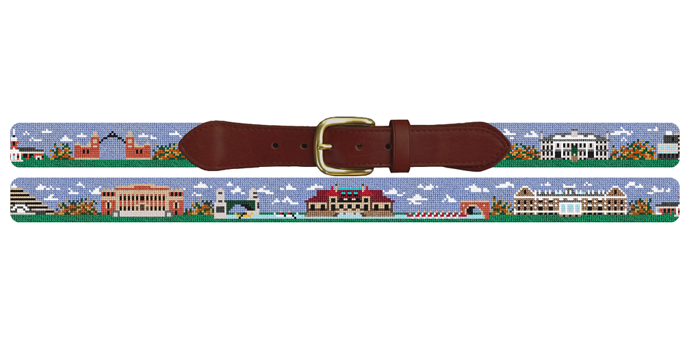 Cambridge Massachusetts Landscape Needlepoint Belt Harvard University