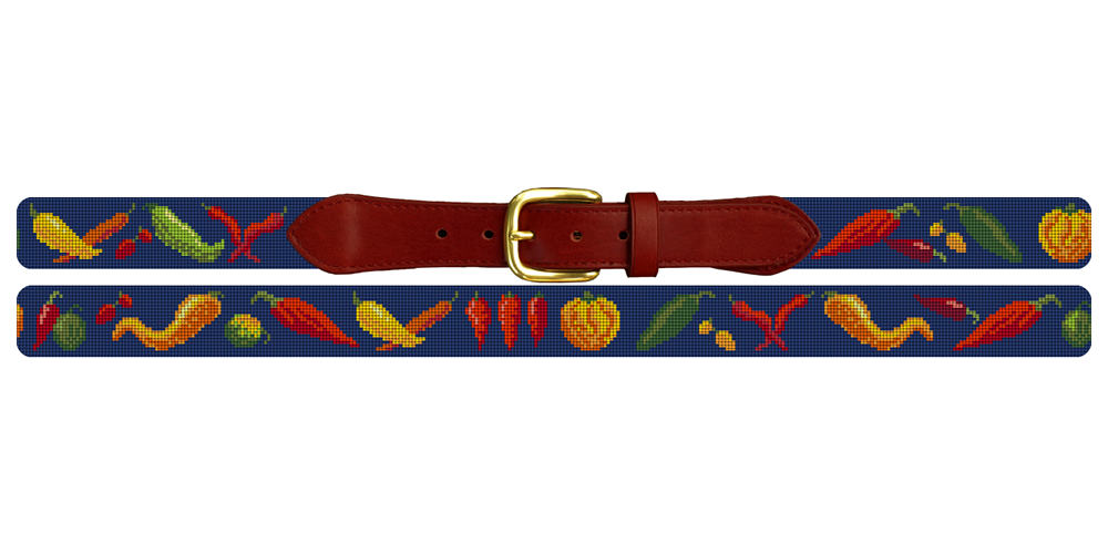Chili Peppers Needlepoint Belt