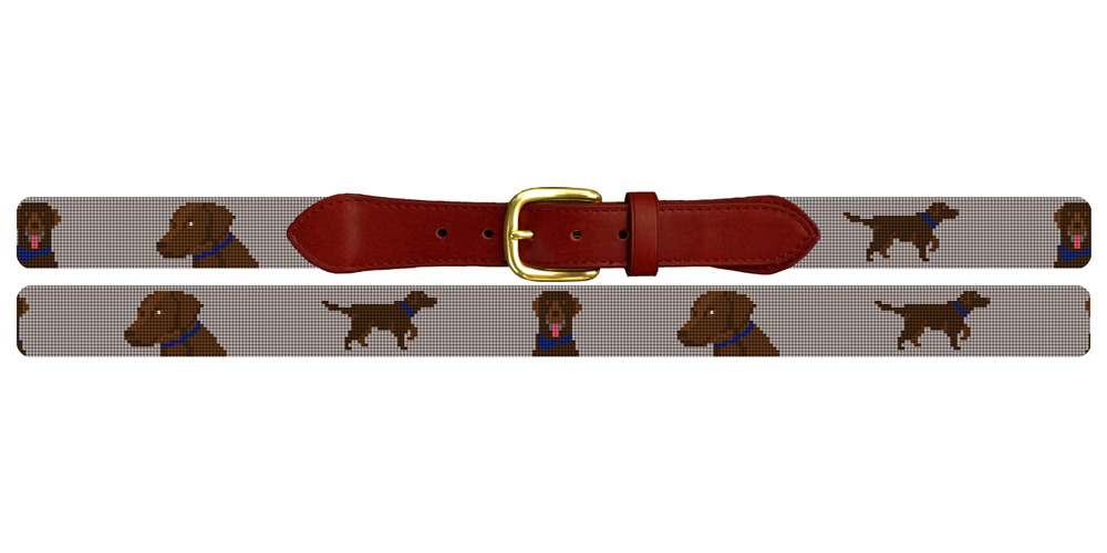 Chocolate Lab Needlepoint Belt