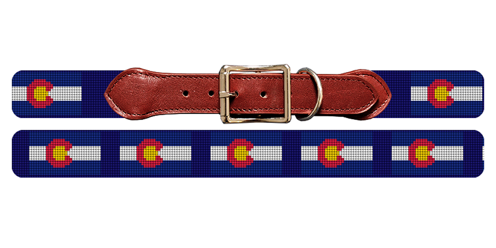 Colorado Flag Needlepoint Dog Collar State Pride – Brewster Belt