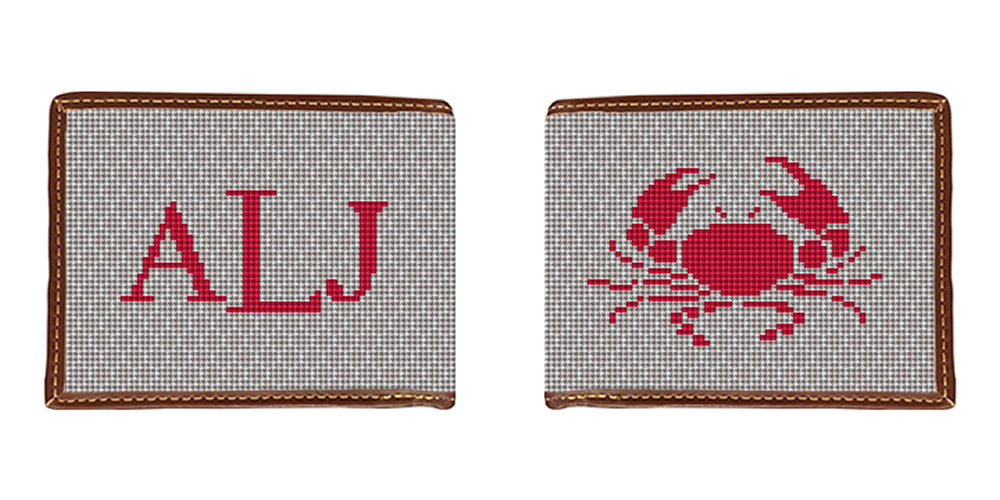 Crab Needlepoint Wallet