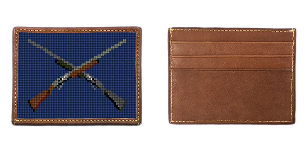 Crossed Shotguns Needlepoint Card Wallet