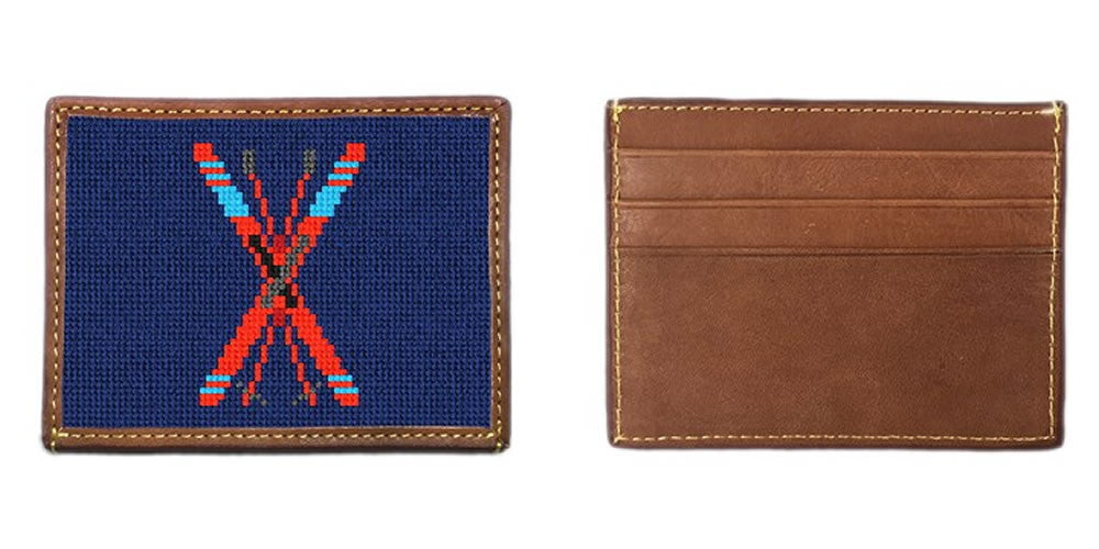 Crossed Skis Needlepoint Card Wallet