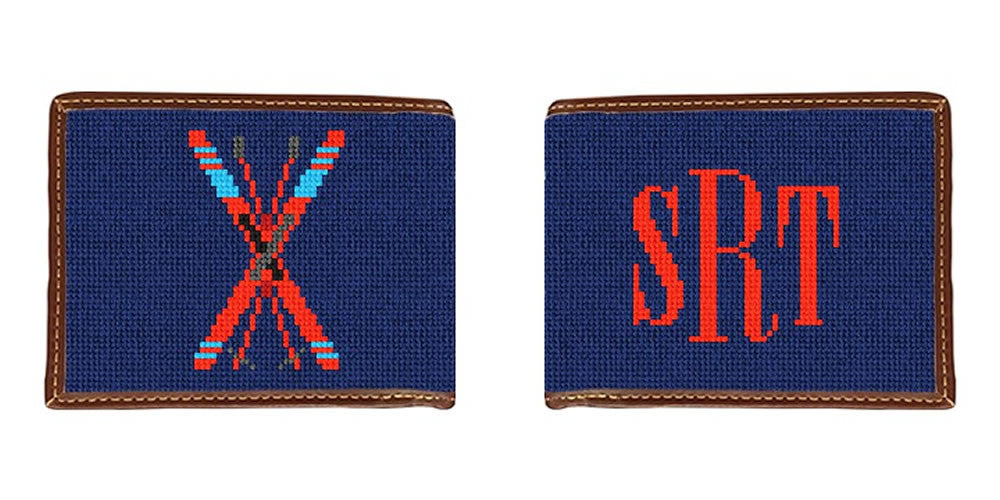 Crossed Skis Needlepoint Wallet