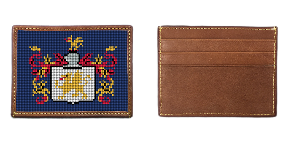 Custom Family Crest Needlepoint Card Wallet