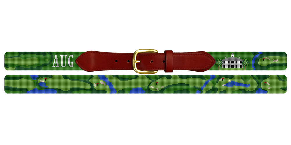 Custom Golf Course Needlepoint Belt Personalized Elegance Brewster Belt