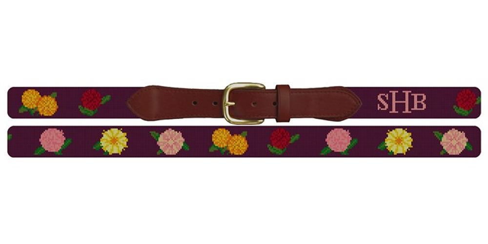 Darling Dahlias hot Needlepoint Belt DIY Kit