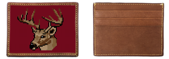 Deer Hunting Needlepoint Card Wallet