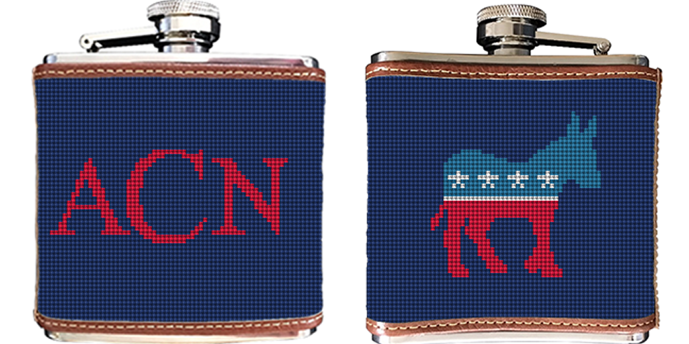 Democratic Needlepoint Flask