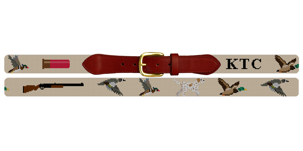 Duck Hunting Needlepoint Belt